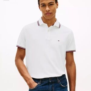 NWT Tommy Hilfiger 100% Cotton Classic White Polo Tee Shirt Large